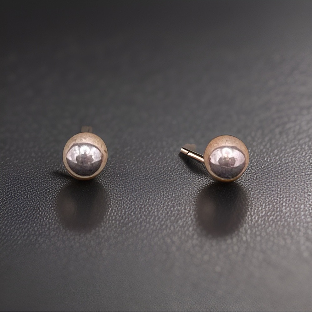 Matte Gold Stud Earrings - Picture 4 of 5